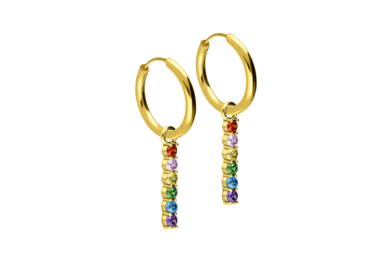 Chirurgenstahl Ohrclicker Creolen BUNTER KRISTALLBALKEN von Piercingline